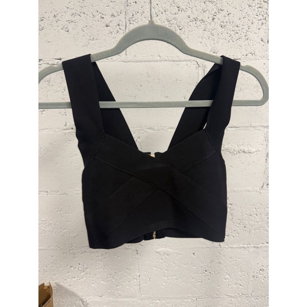 Black Cross-Front Women's Crop Top - MARCIANO - LIKE NEW - Zipper Back - Size XS